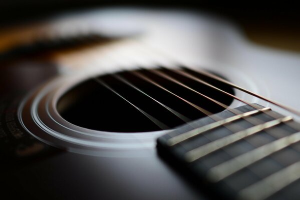 Guitar neck in macro shooting