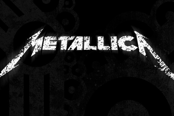 White metallica band logo on a black background