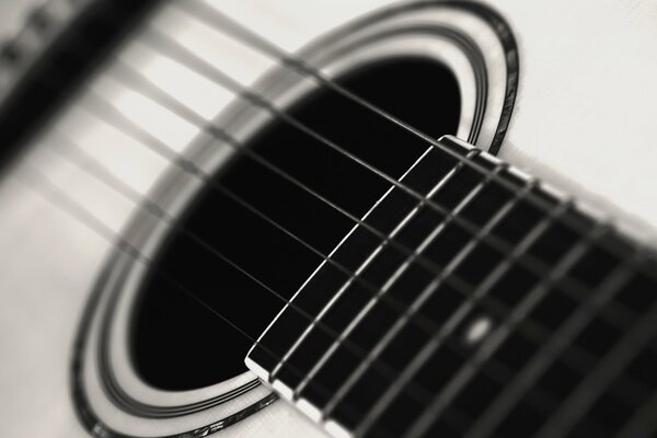 Foto de guitarra macro Monocromática