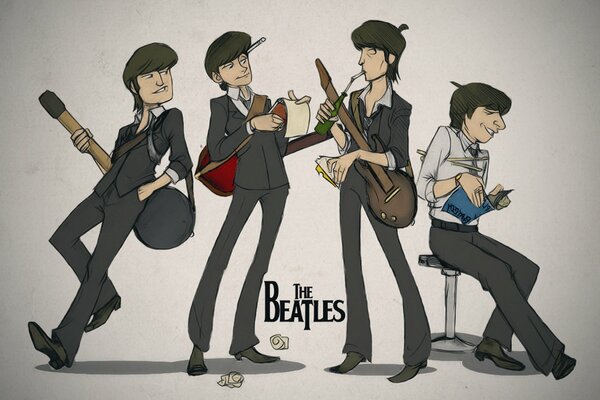 Dessin graphique du groupe des Beatles