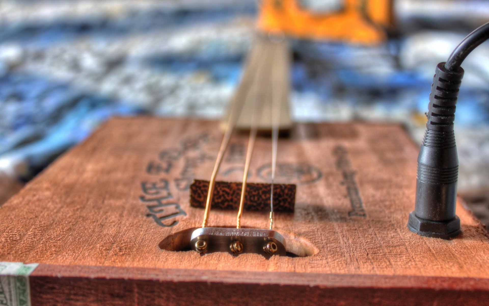 cigar box gitarre bokeh musik