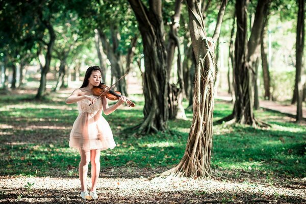 Fondo de pantalla chica con violín