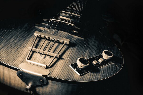 Macro photography of guitar epheect sepia