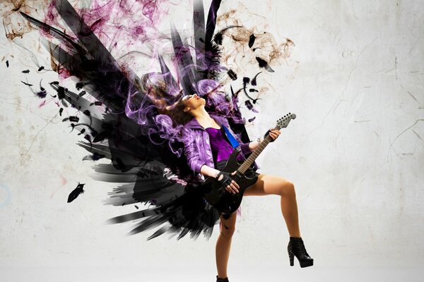 Image d une fille de Rock avec une guitare