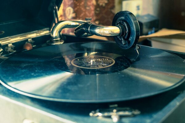 Retro background, music gramophone