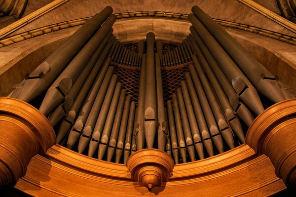 Die Trompeten der Orgel. ansicht von unten