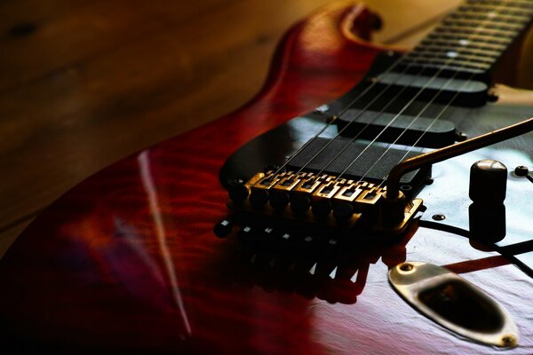 The beauty of pearl guitar with strings