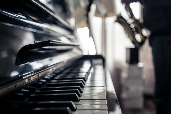 Macro image of a piano dark background