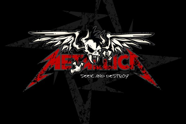 Metallica band logo red with skull