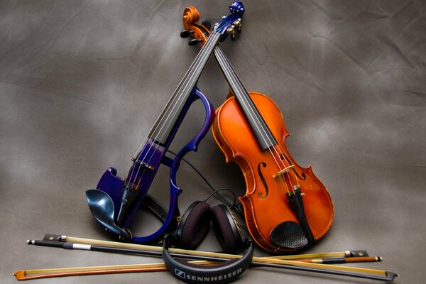 Écouter de la musique de violon dans les écouteurs