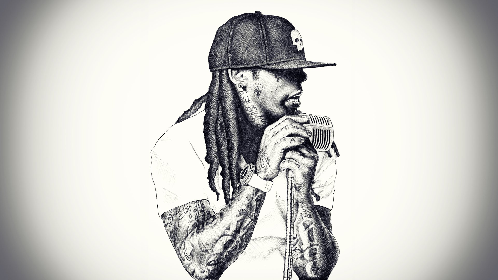 lil wayne rap rap cantante microfono berretto da baseball dreadlocks