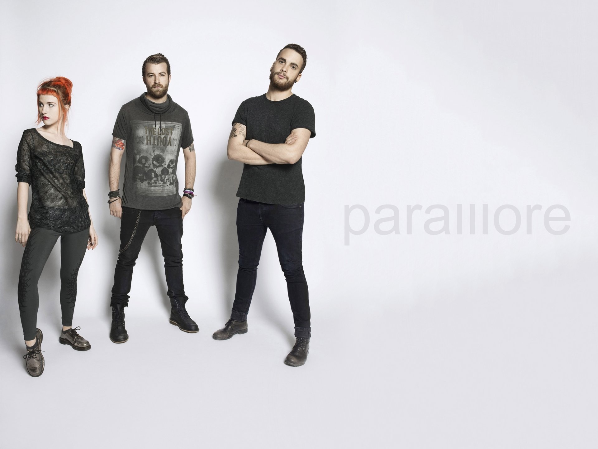 paramore haley williams jeremy davis taylor york promo foto alternative rock punk-pop haley jeremy taylor grau hintergrund paramor rock band