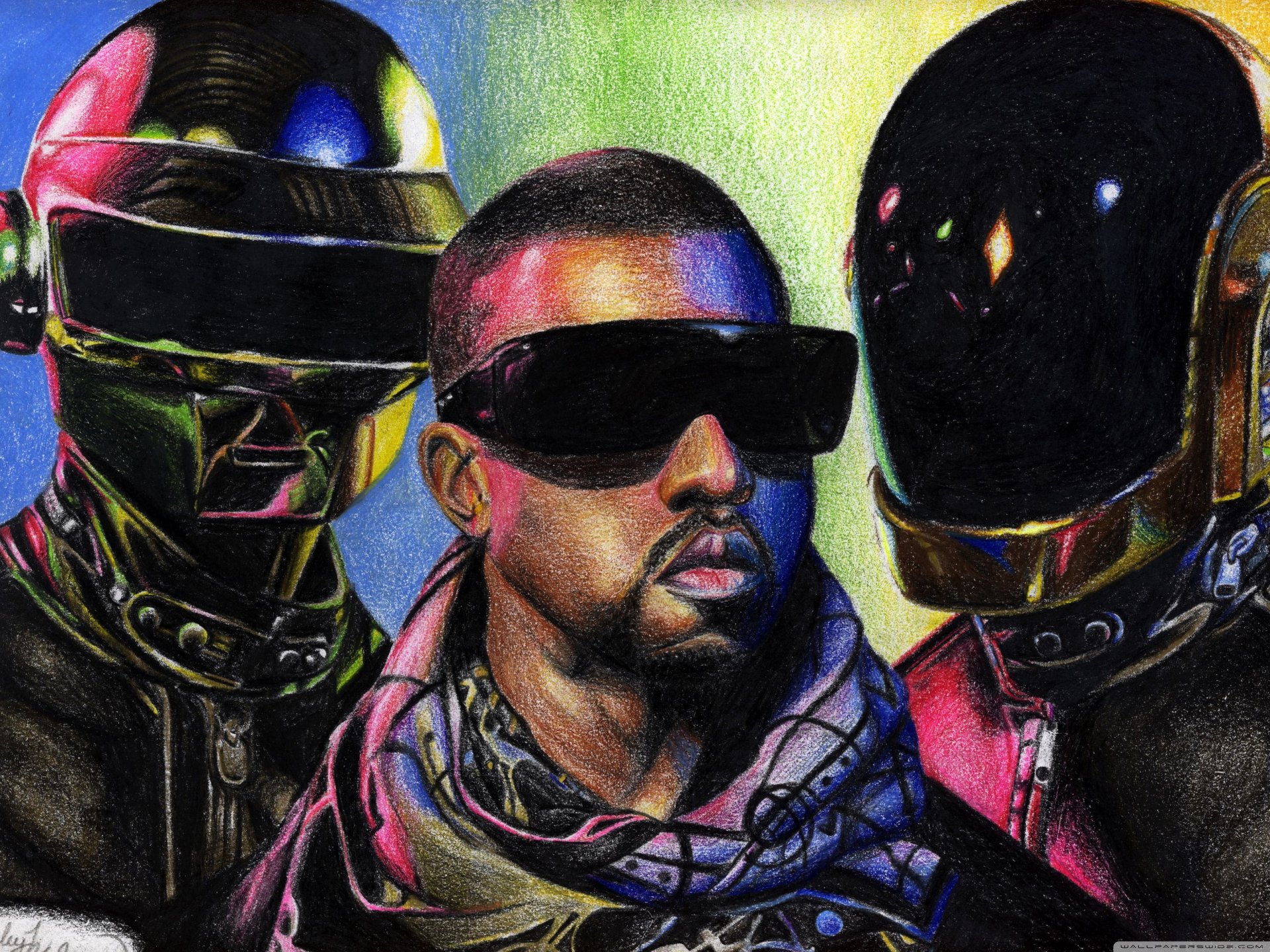 thomas bangalte thomas bangalter kanye west guy-manuel de omem-cristo guy-manuel de omem-cristo daft punk daft punk kunst zeichnung musik