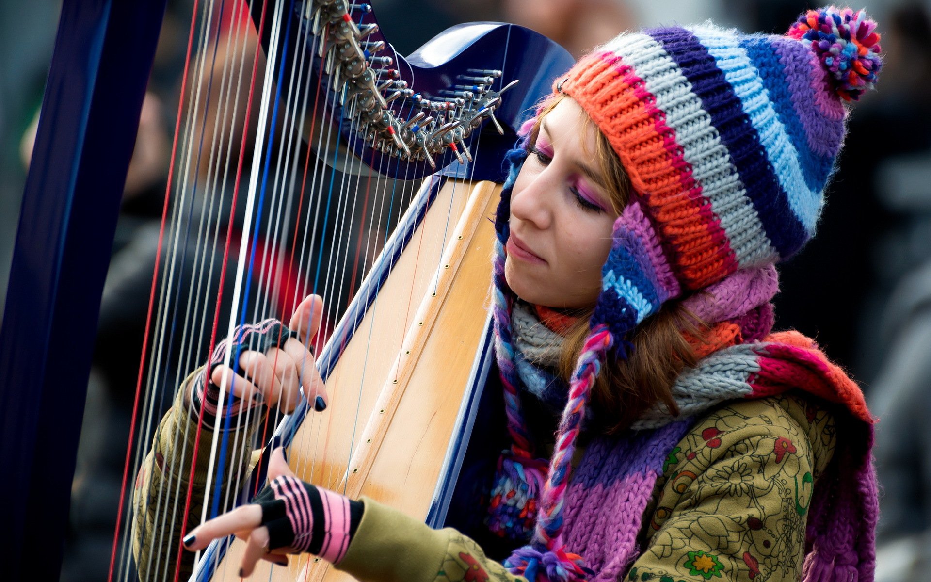 hinweis di colore mädchen harfe musik