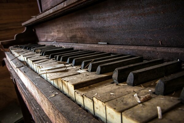 Música de fotos macro. piano marrón