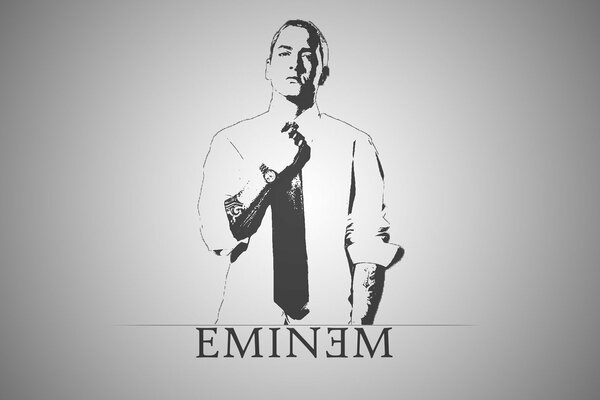 Eminem con corbata y camisa blanca