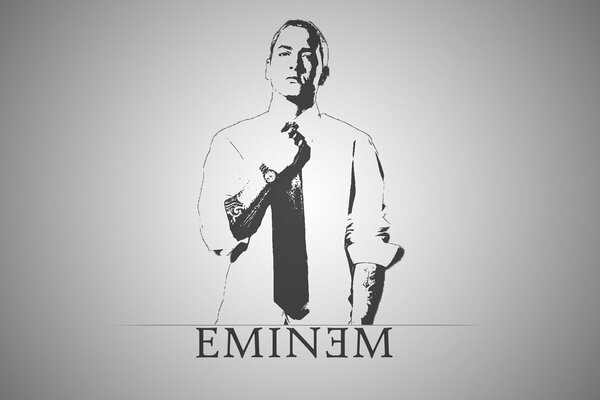 Eminem w krawacie i białej koszuli