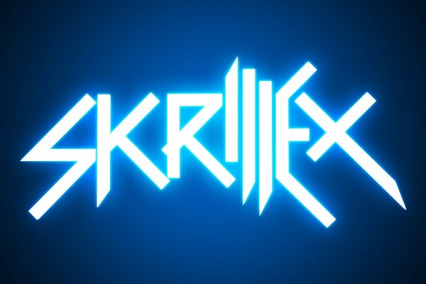 Logo au néon Skrillex dans un style minimaliste