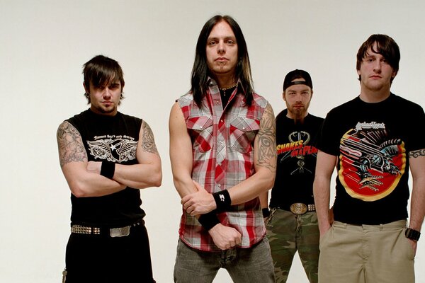 Metall-Rock-Gruppe Fotoshooting auf weißem Hintergrund
