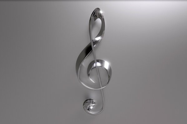 3D art with a three-dimensional metal treble clef