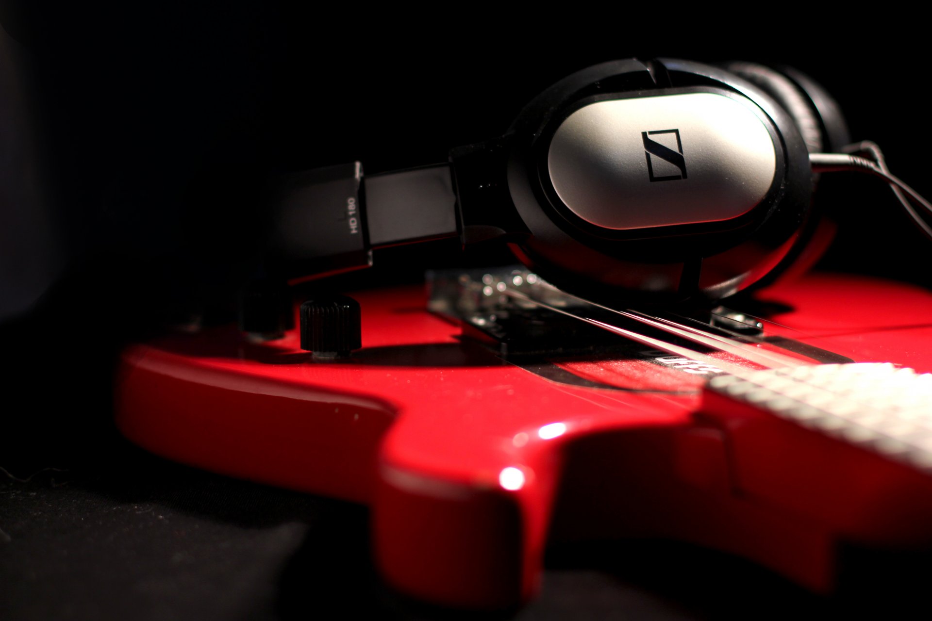 guitars headphones sennheiser hd 180 still life