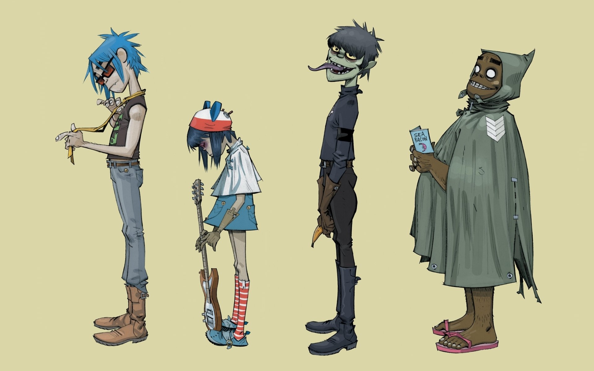 plastic beach gorillaz noodle murdoc 2d russel murdoch russell the group music background