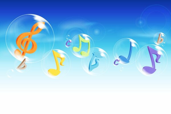 Музыкальные знаки в мыльных пузырях