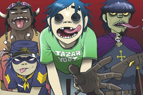 Miembros de la banda de rock gorillaz