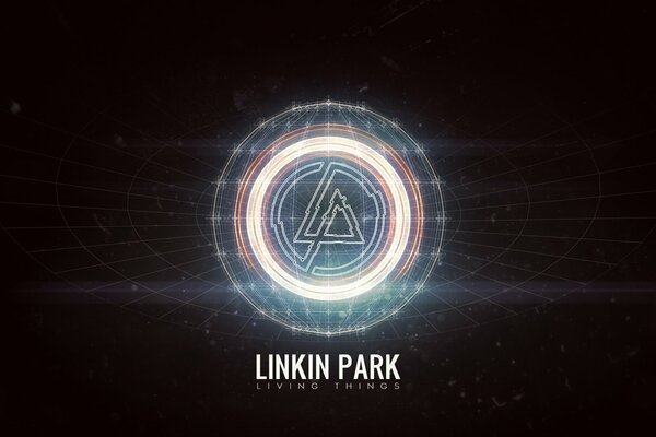 Symbol in einem Kreis über dem Gruppennamen Linkin Park