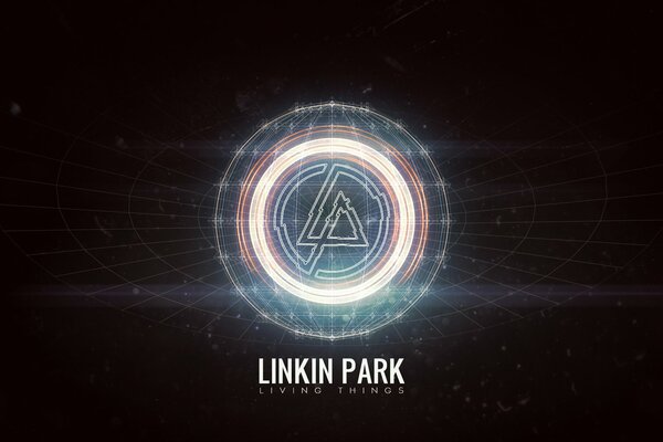 Símbolo en un círculo sobre el nombre de la banda Linkin Park