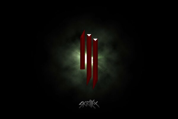 Logo Skrillex rosso su sfondo scuro