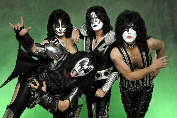 Black and white makeup of the rock band Kiss 