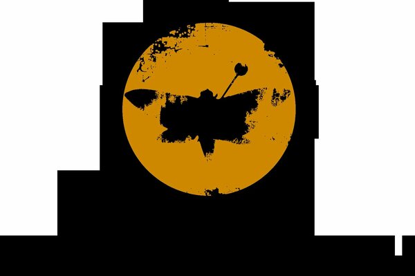 Logo en forme de papillon de nuit dans un cercle jaune sur fond noir