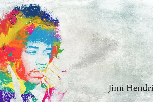 Il chitarrista Jimi Hendrix a colori