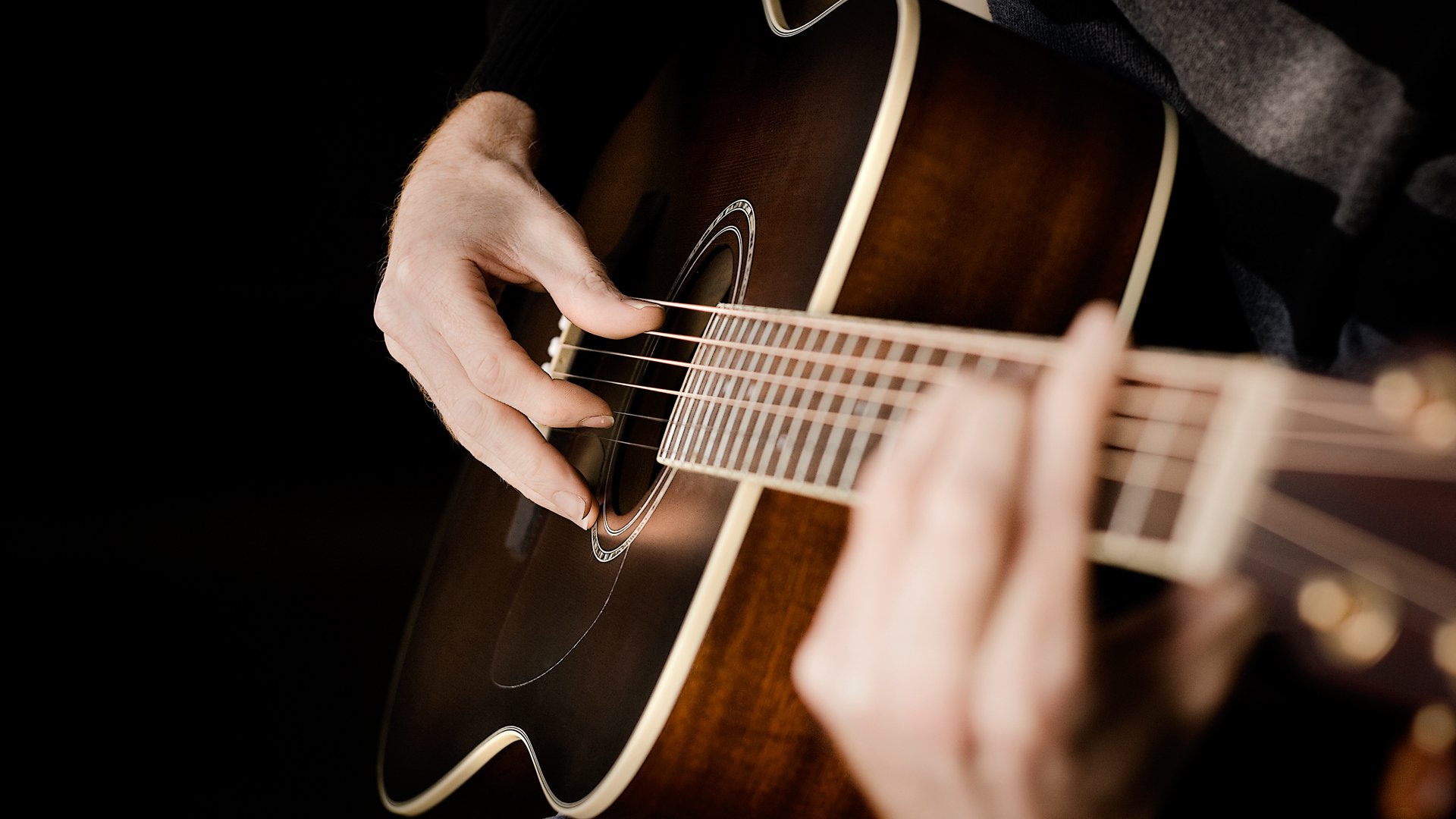 guitarra acústica acorde cuerdas manos acústica cuerdas