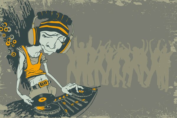 DJ mixt Tracks in der Disco