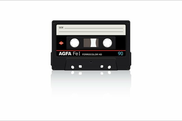 Изображение аудиокассеты в стиле ретро на белом фоне