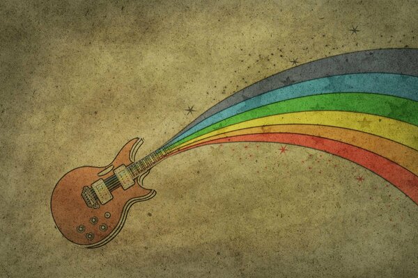 Dibujo arco iris de la guitarra de color