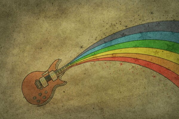Rysunek tęcza z gitary kolorowy