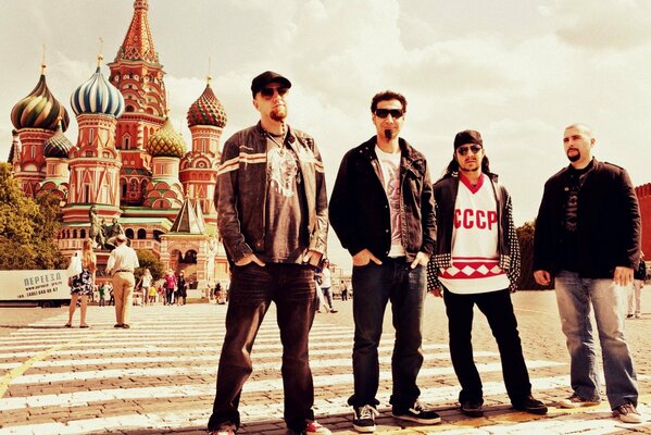 System of a down band on Red Square in Moscow