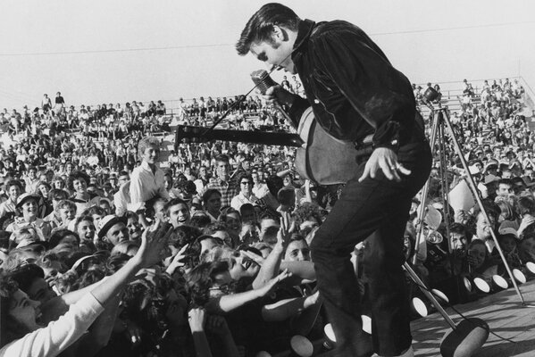 Elvis Presley famoso cantante en concierto