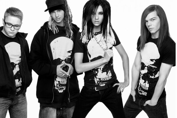 Tokio hotel black and white photo