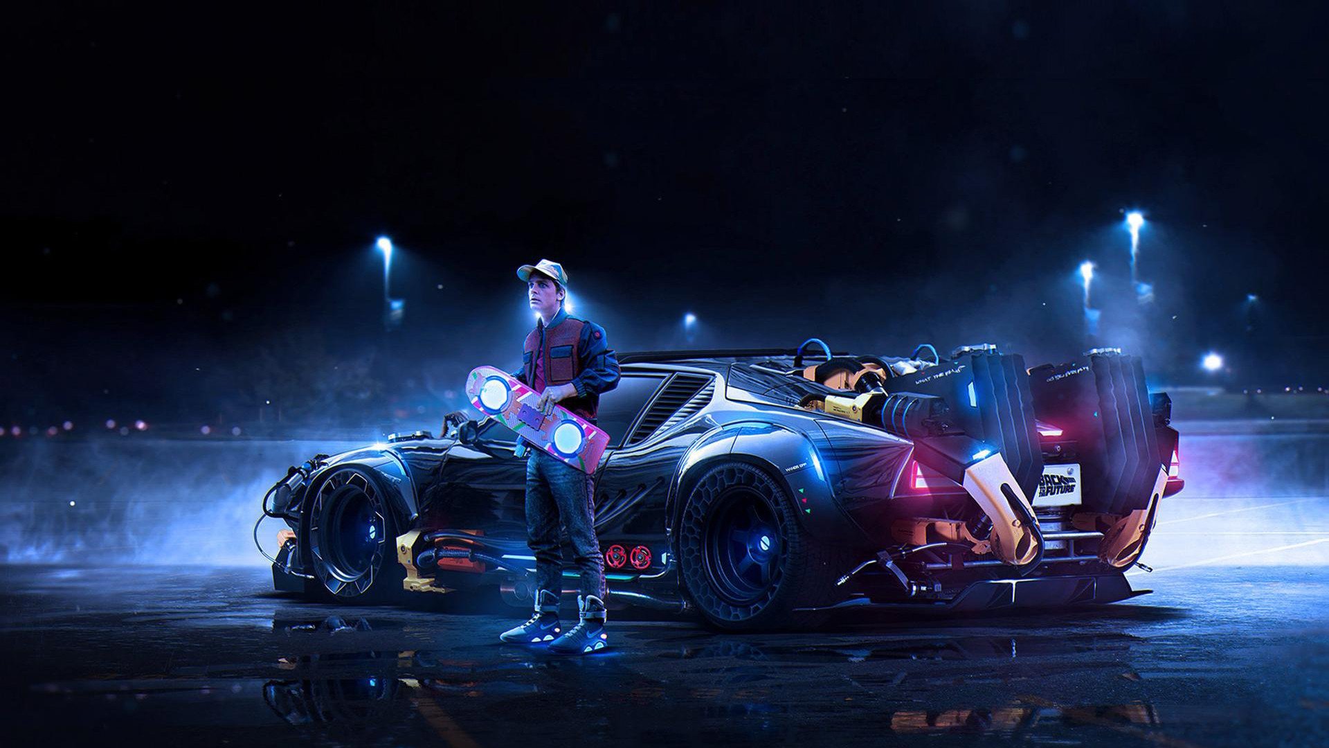 back to the future art marty mcfly car