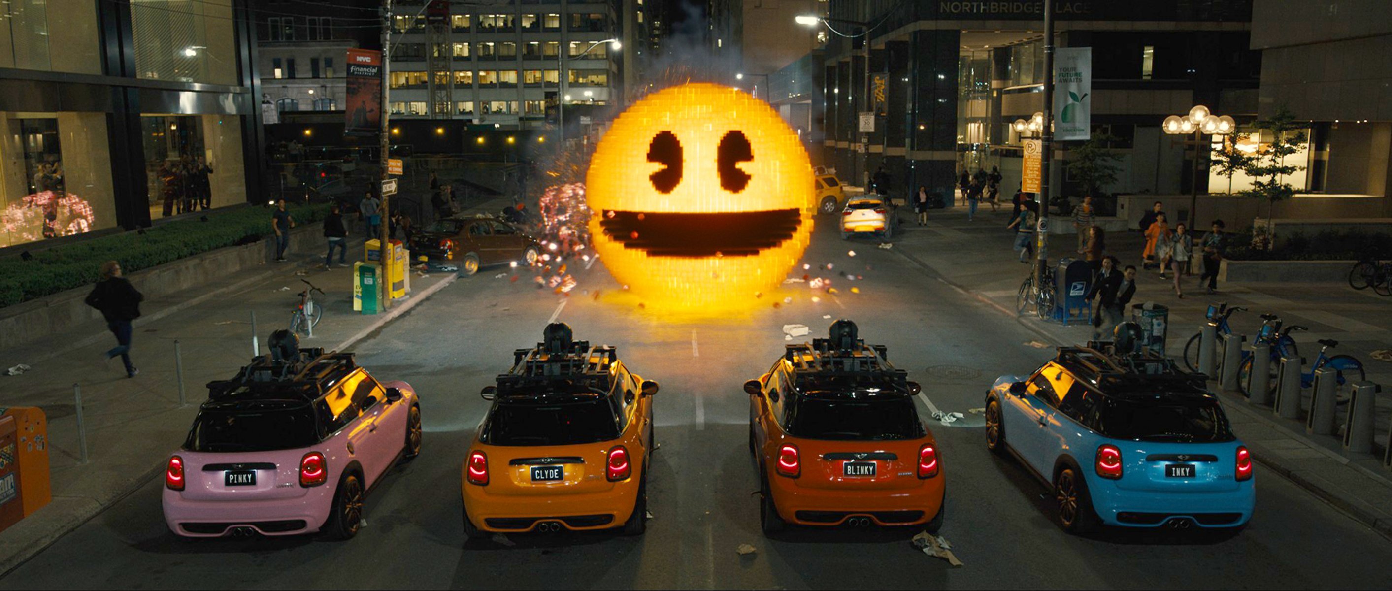 pixels voitures ville smiley personnes mini cooper