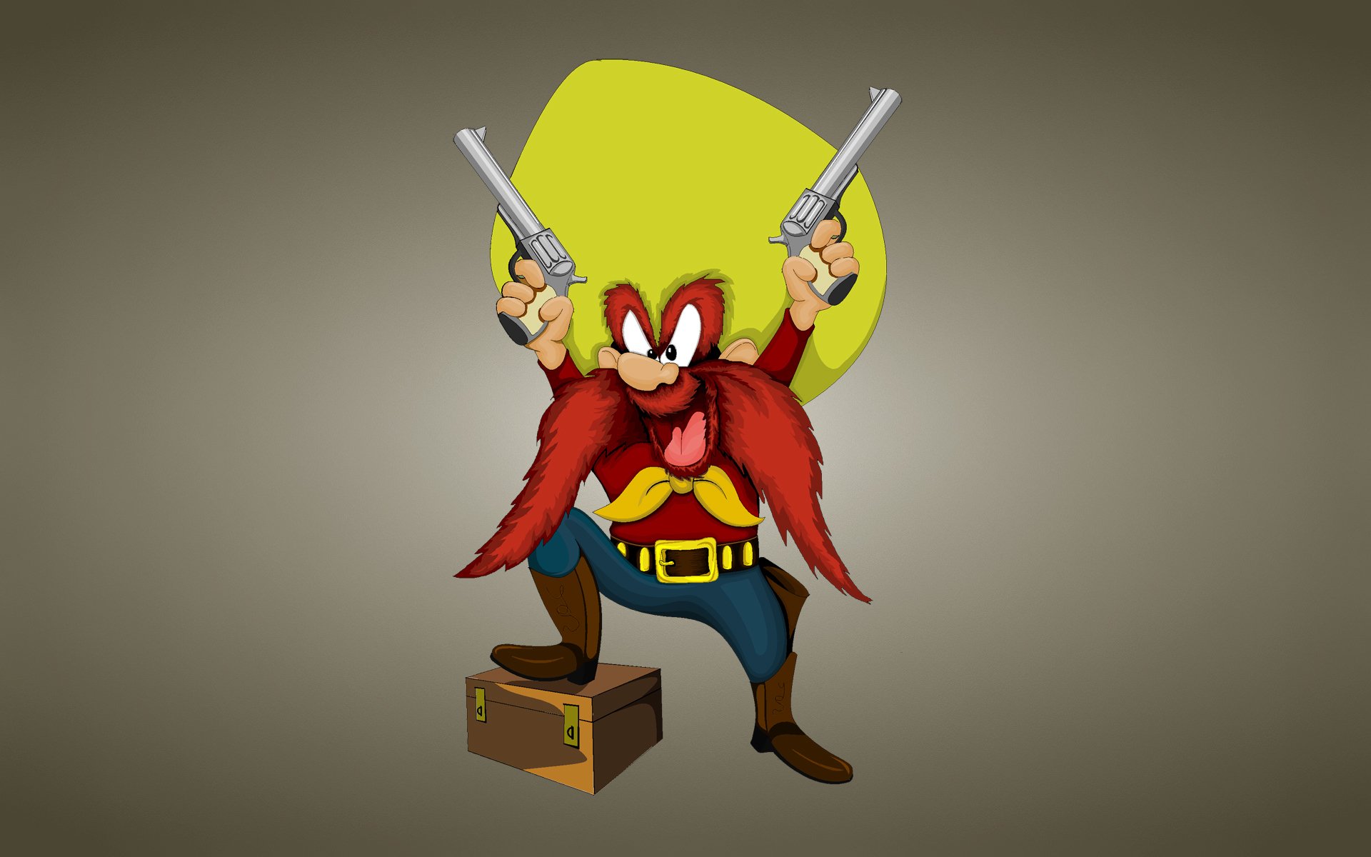 looney tunes sonneries drôles looney tunes yosemite sam uncontrôle sam texas bandit ou pirate avec de longues moustaches rouges moustachu cowboy chapeau coffre boîte