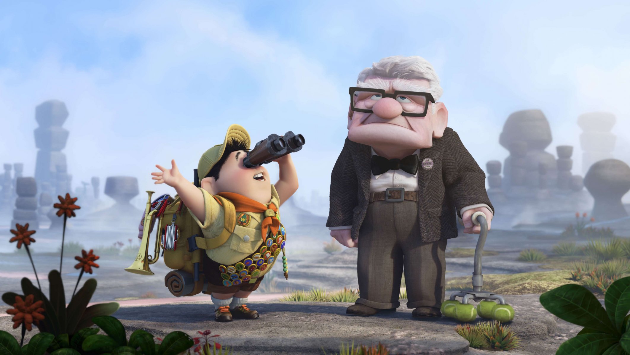 up cartoon cartoon old man grandpa boy