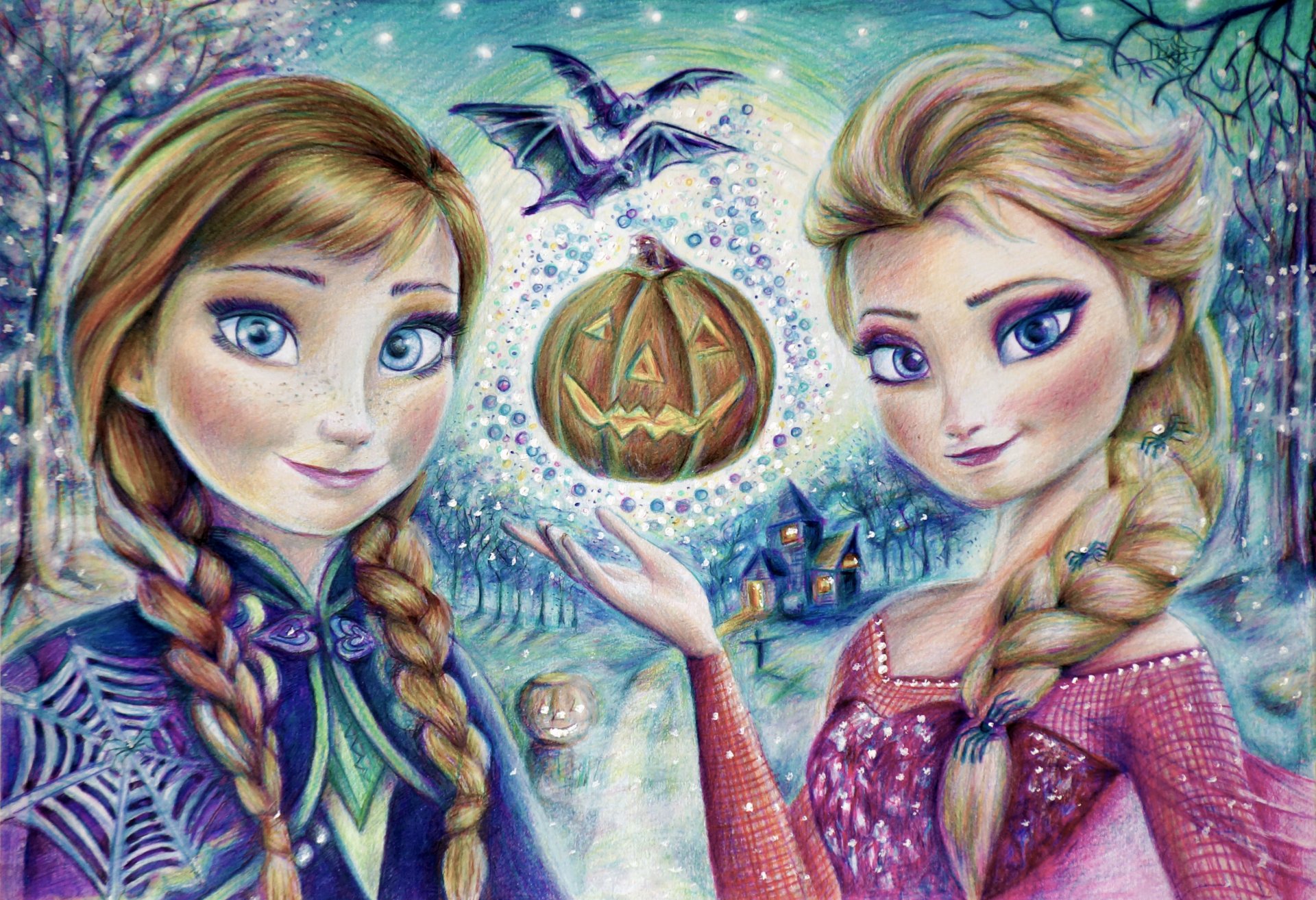 frozen cold heart elsa snow queen anna halloween girls art pumpkin