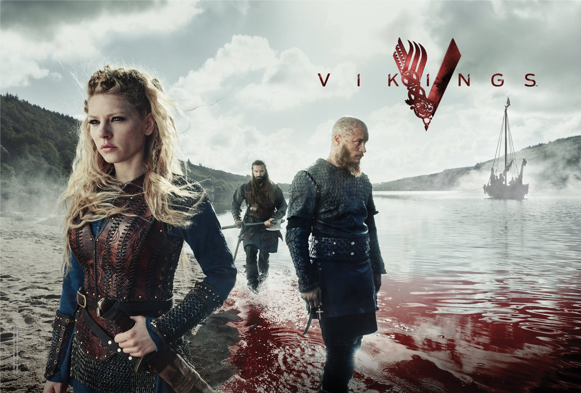 vikingos ragnar lodbrok serie de televisión fimmel katherine vinnik fiordo sangre