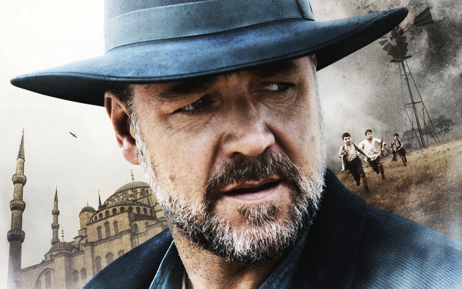 chercheur d eau russell crowe chapeau barbe visage gros plan affiche