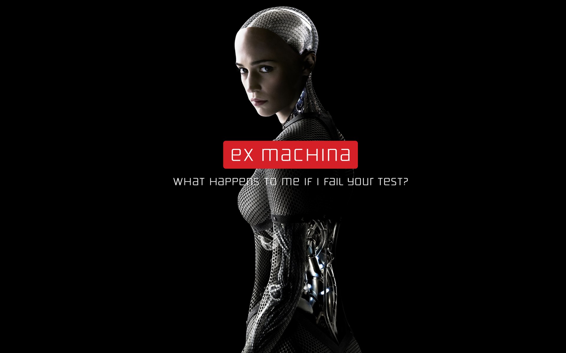 dalla macchina ex machina alicia vikander vikander ava robot fantascienza poster sfondo nero